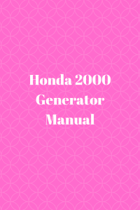 Honda 2000 Generator Manual